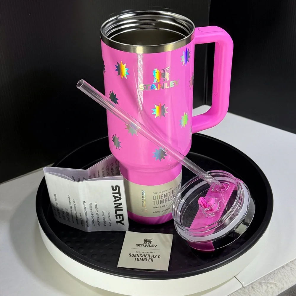 Stanley 40 Oz H2.0 Flowstate Quencher Tumbler Popsicle Pink Starburst - Picture 7 of 9